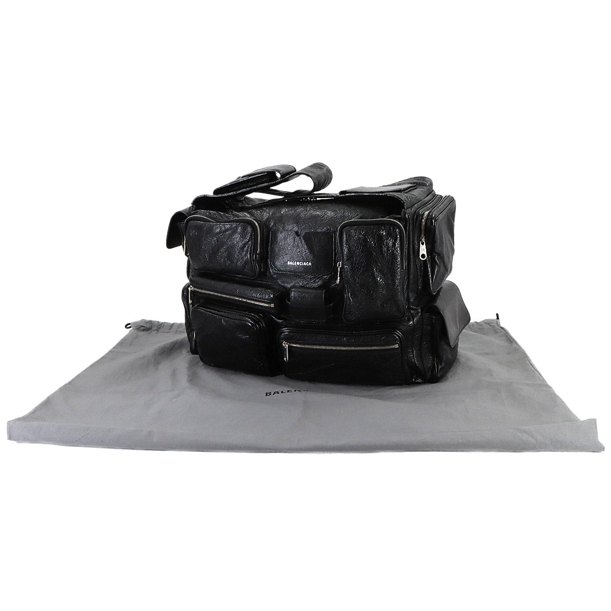 Superbusy Large Sling Shoulder Bag Leather Black 702168