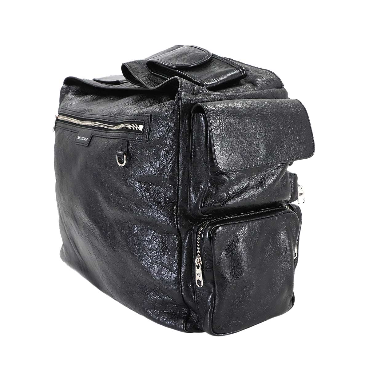 Superbusy Large Sling Shoulder Bag Leather Black 702168