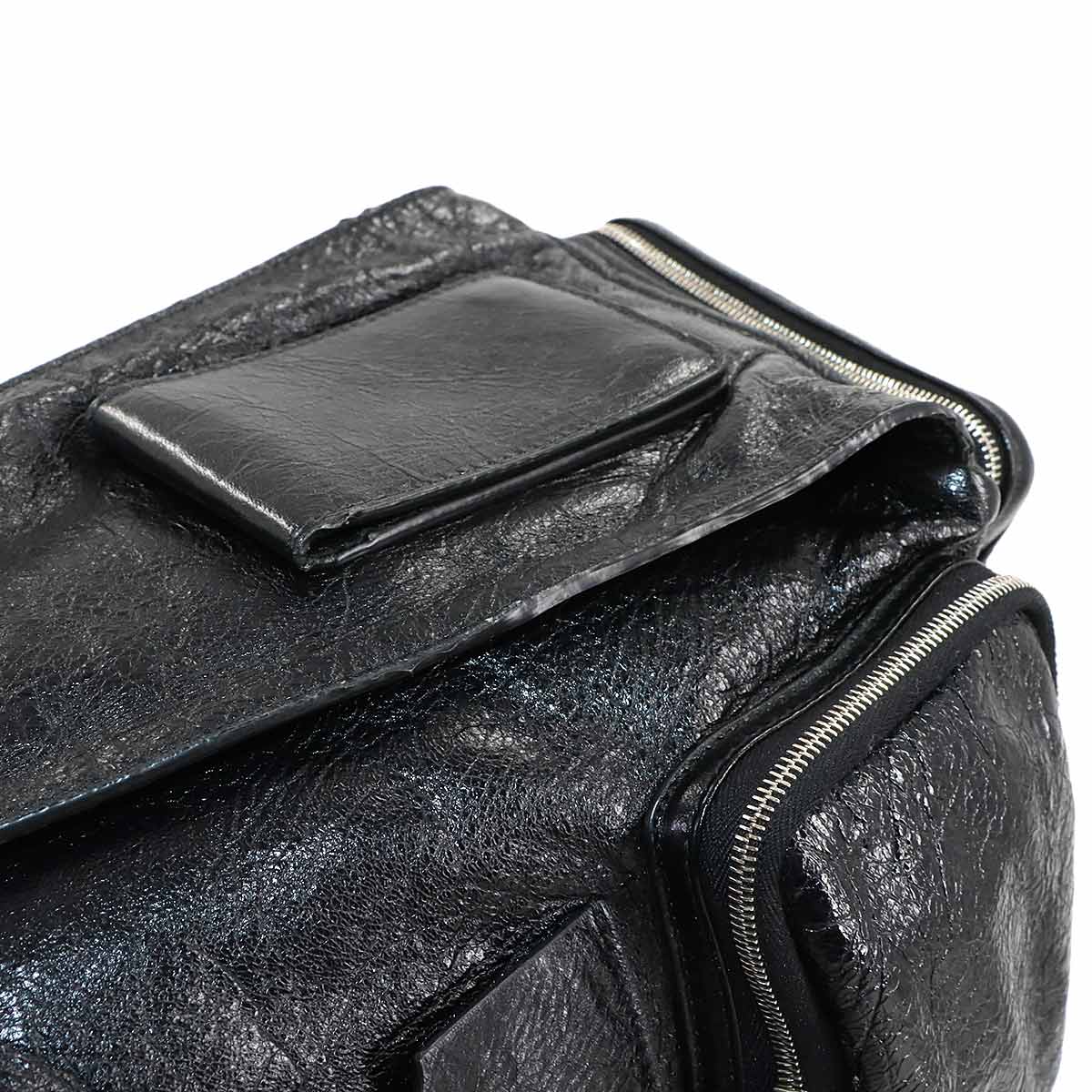 Superbusy Large Sling Shoulder Bag Leather Black 702168