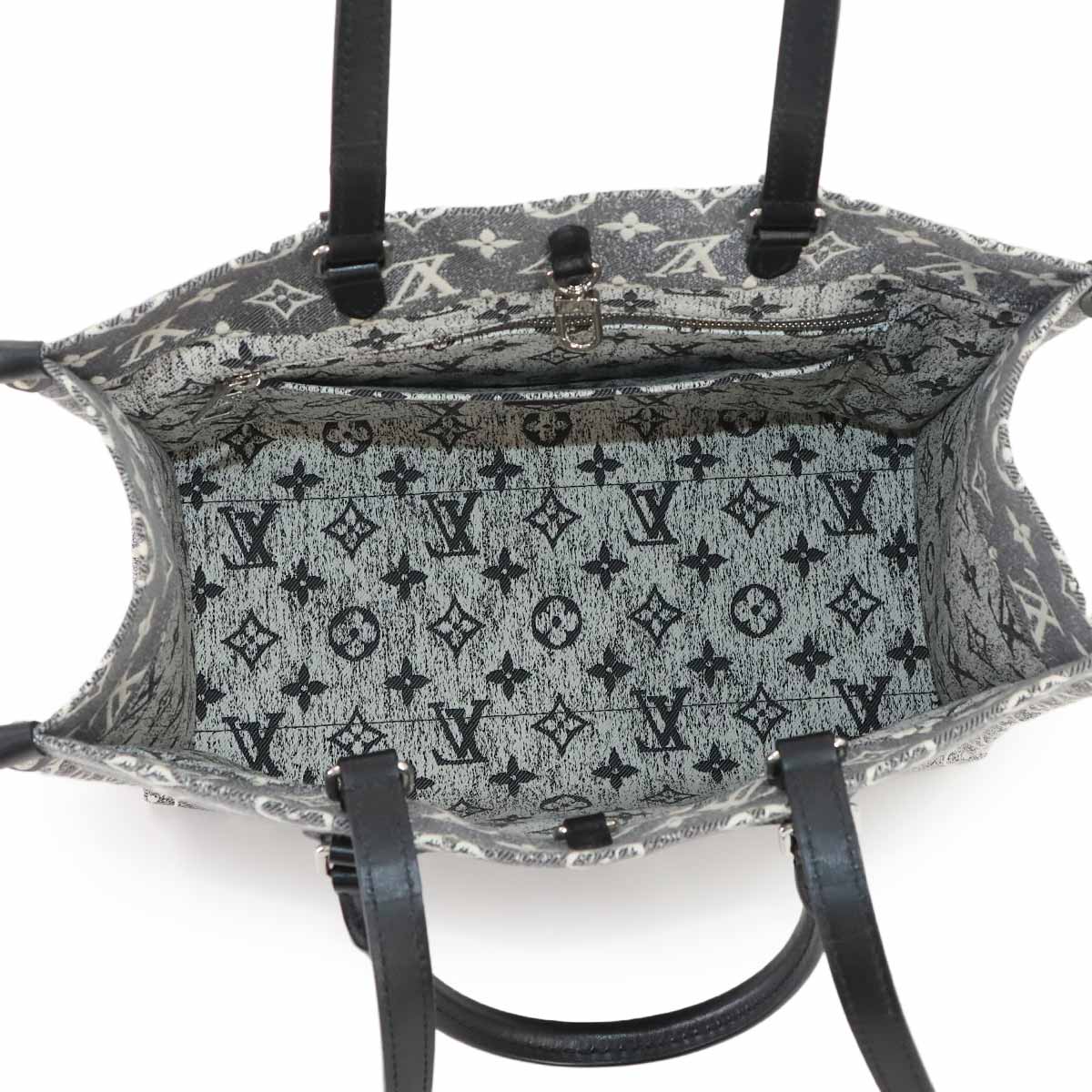 Monogram Jacquard Denim Onthego MM Tote Shoulder Bag