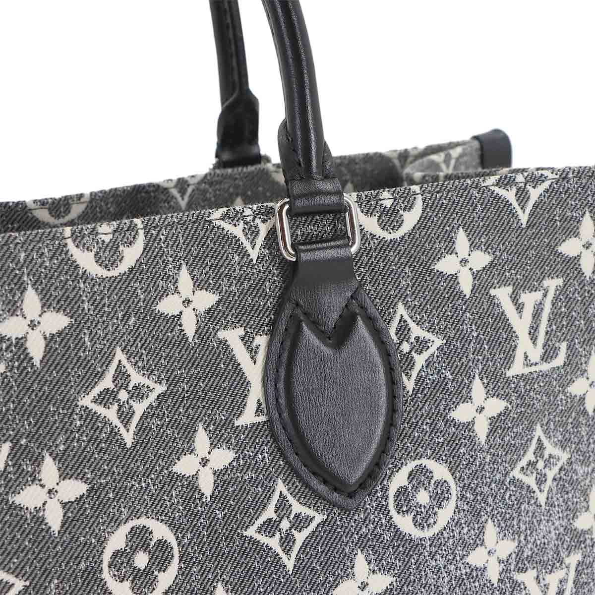 Monogram Jacquard Denim Onthego MM Tote Shoulder Bag