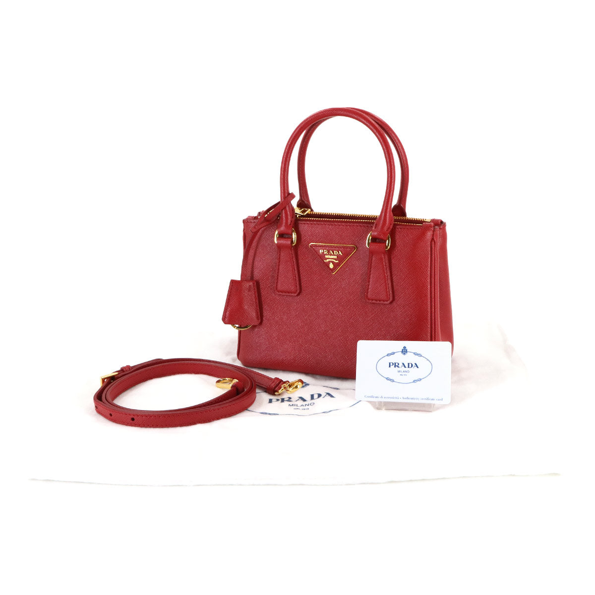 Galleria Mini Hand Shoulder Bag Saffiano Leather Red 1BA906