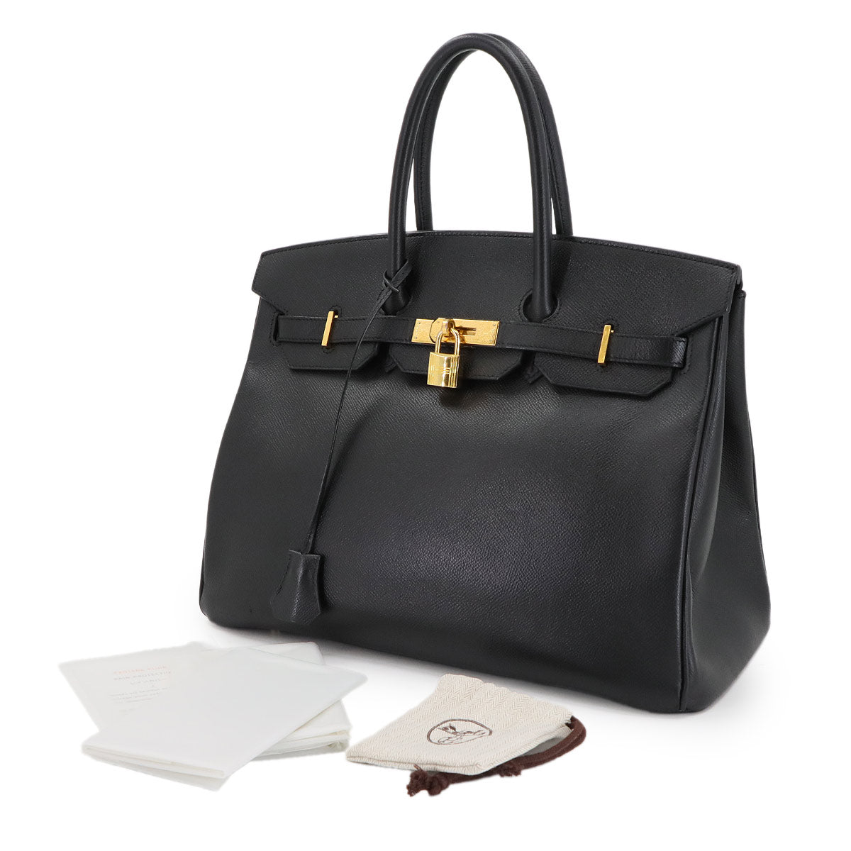 Birkin 35 Epsom Black Hand Bag Purse
