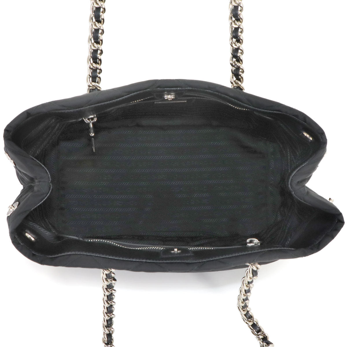 2way Tote Shoulder Bag Nylon Saffiano Leather Nero Black 1BG740