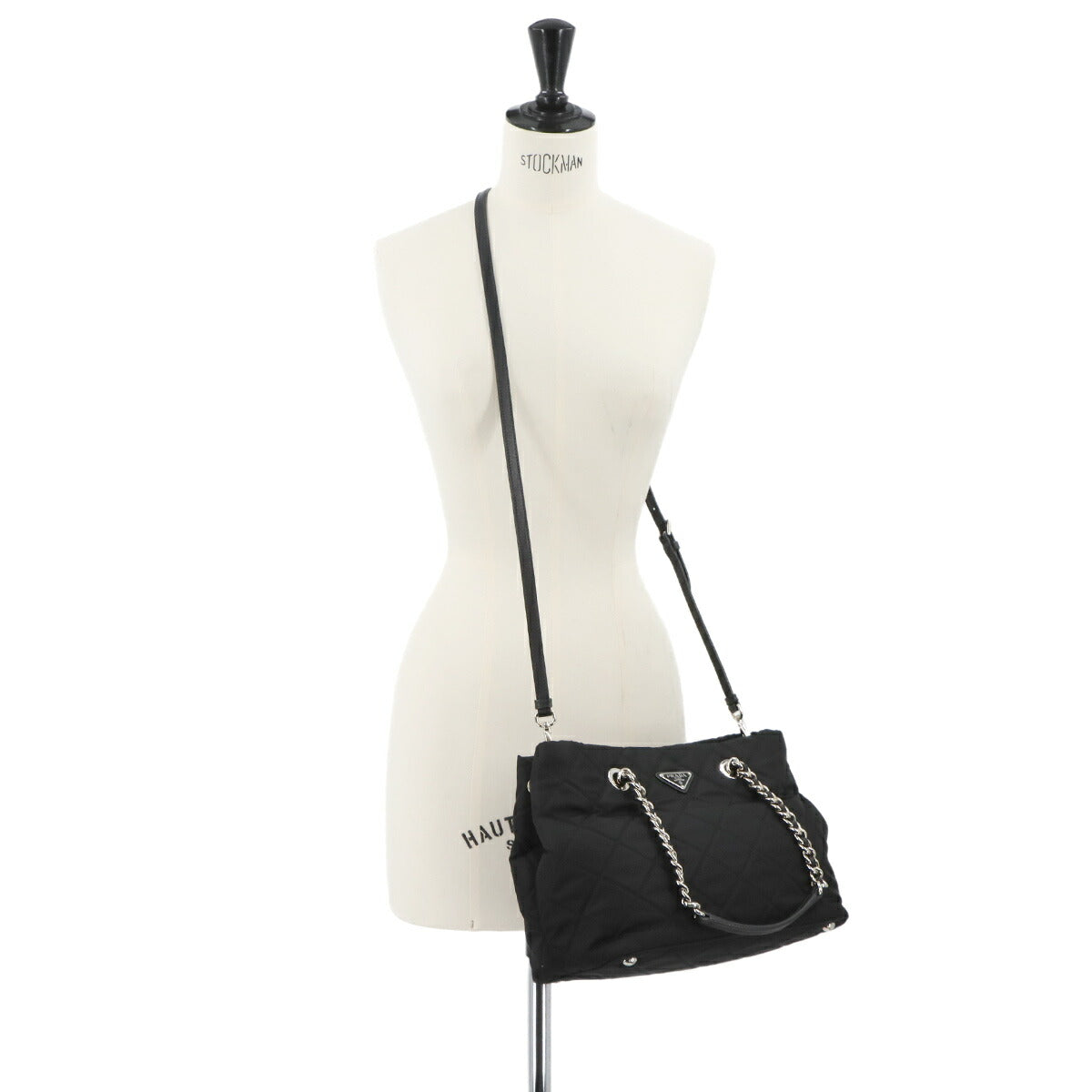 2way Tote Shoulder Bag Nylon Saffiano Leather Nero Black 1BG740