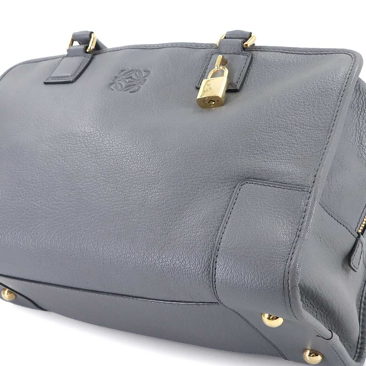 Amazona 36 Hand Bag Leather Gray Anagram Purse