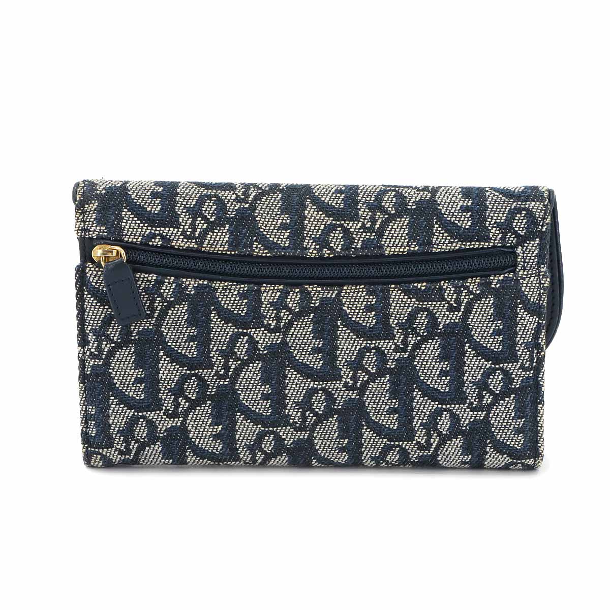 Christian Dior Trotter Saddle Wallet Canvas Navy SLO43032