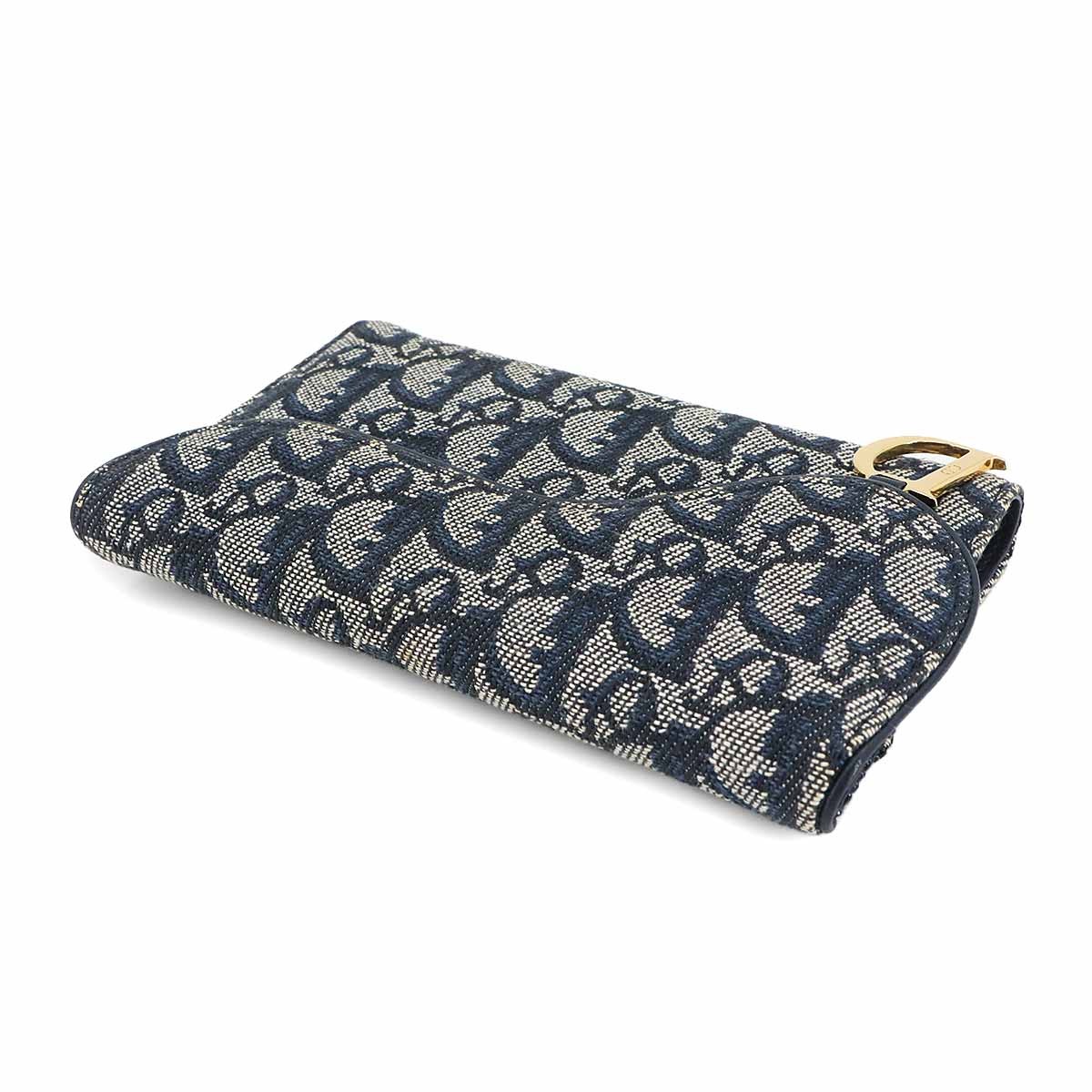 Christian Dior Trotter Saddle Wallet Canvas Navy SLO43032
