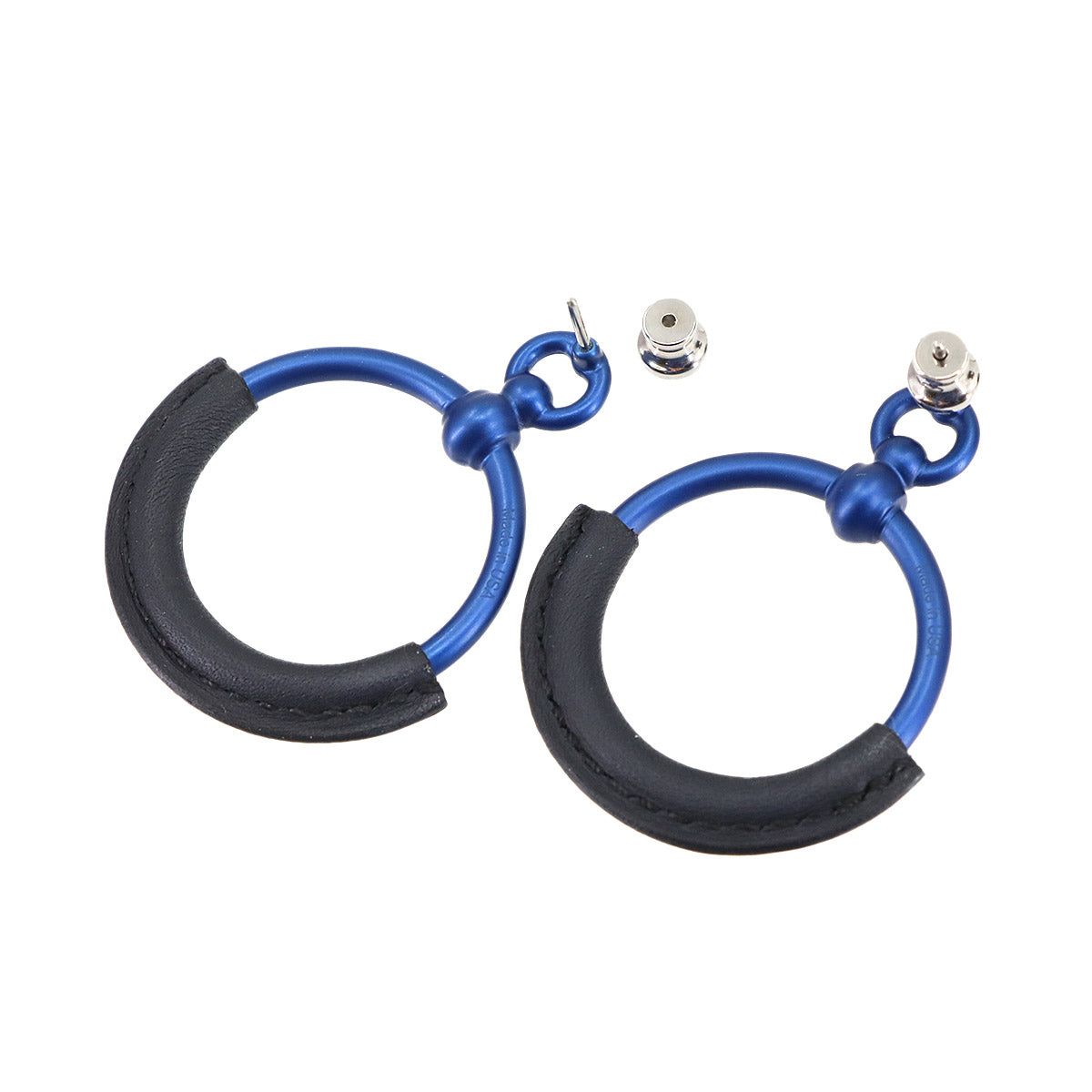 Loop PM Earrings Veau Swift Blue Indigo Accessory