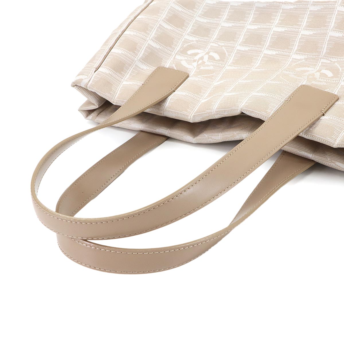 New Travel Line Tote PM Bag Nylon Jacquard Leather Beige A20457