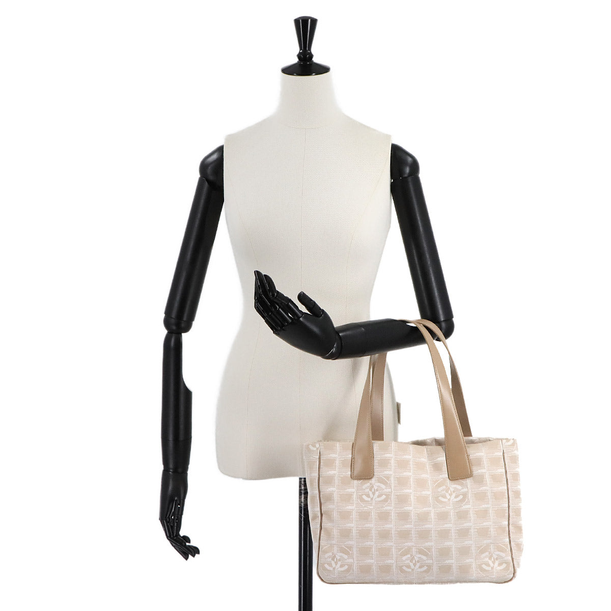 New Travel Line Tote PM Bag Nylon Jacquard Leather Beige A20457