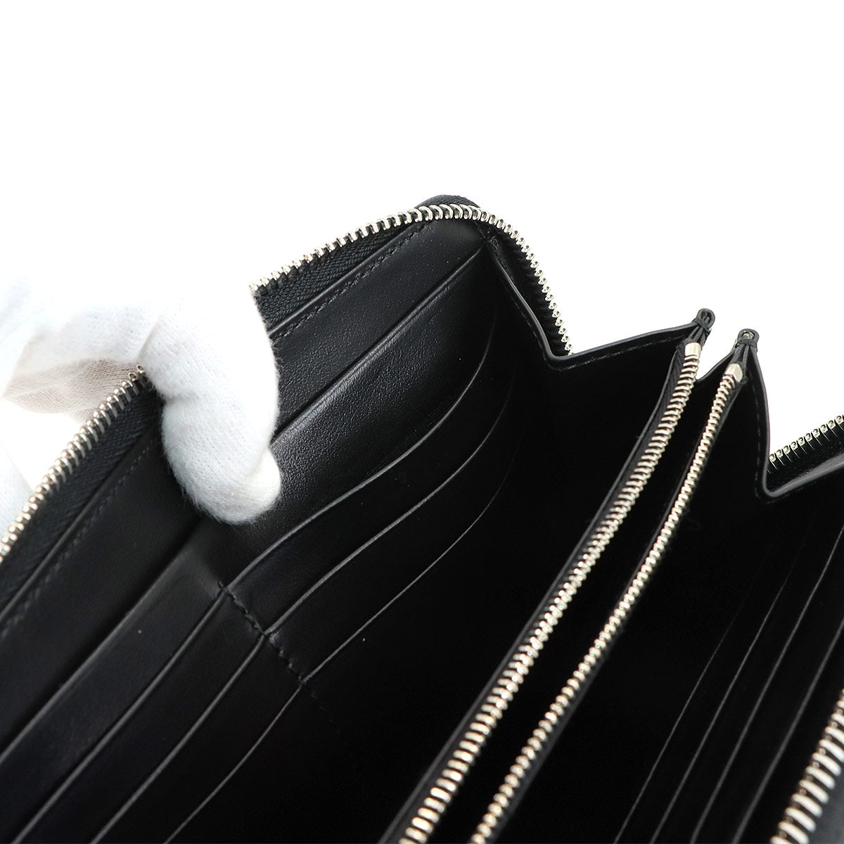 Triomphe Zipped Around Long Wallet Leather Black 10B553FQC