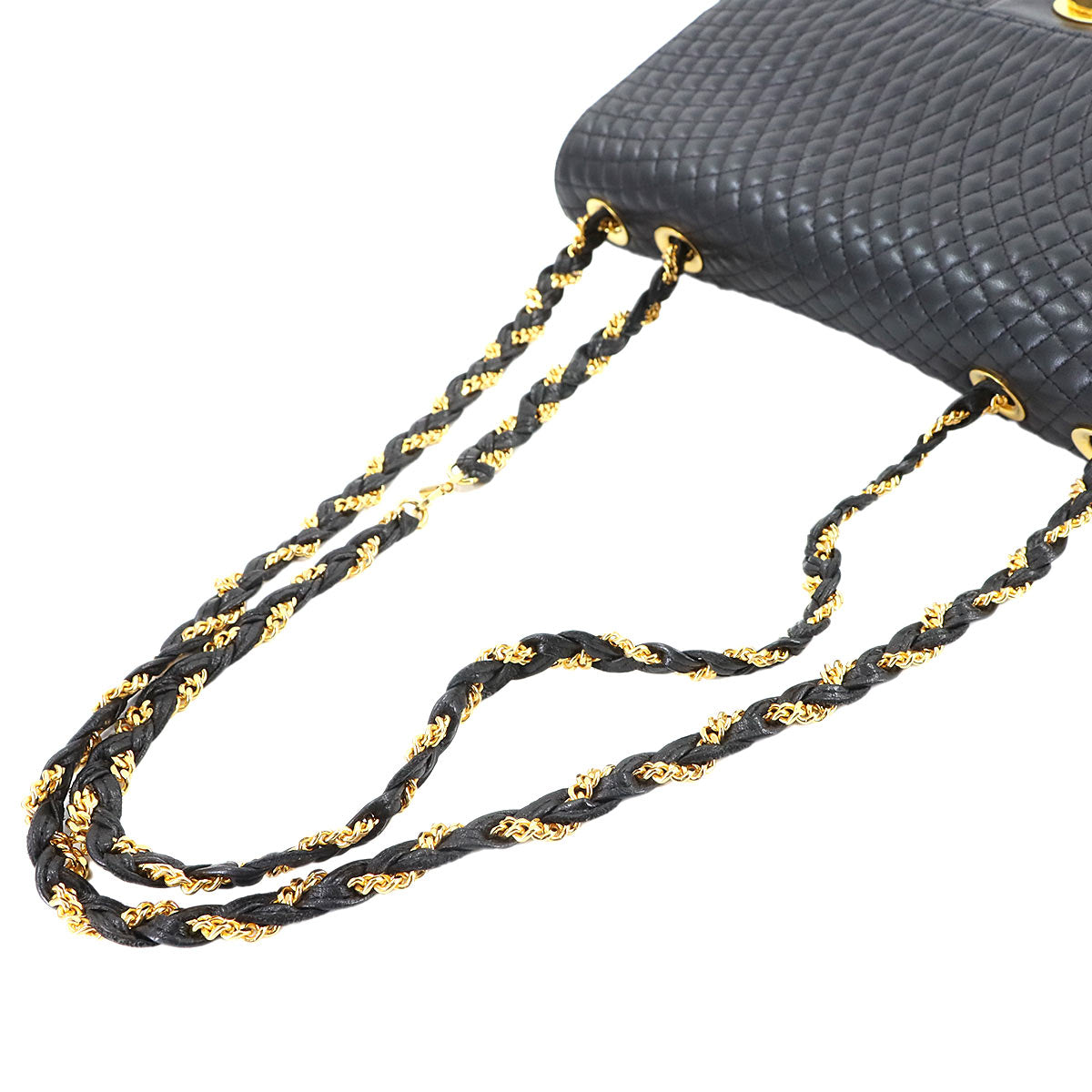 Quilting Shoulder Bag Leather Black Purse