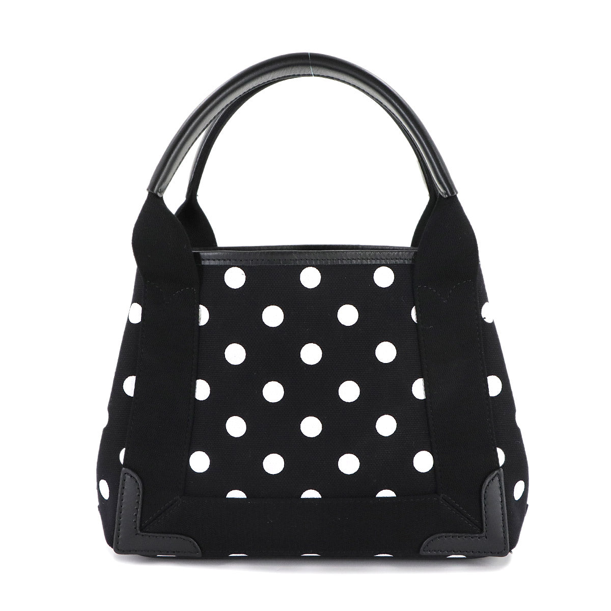 Navy XS Cabas Tote Shoulder Bag Canvas Leather Black