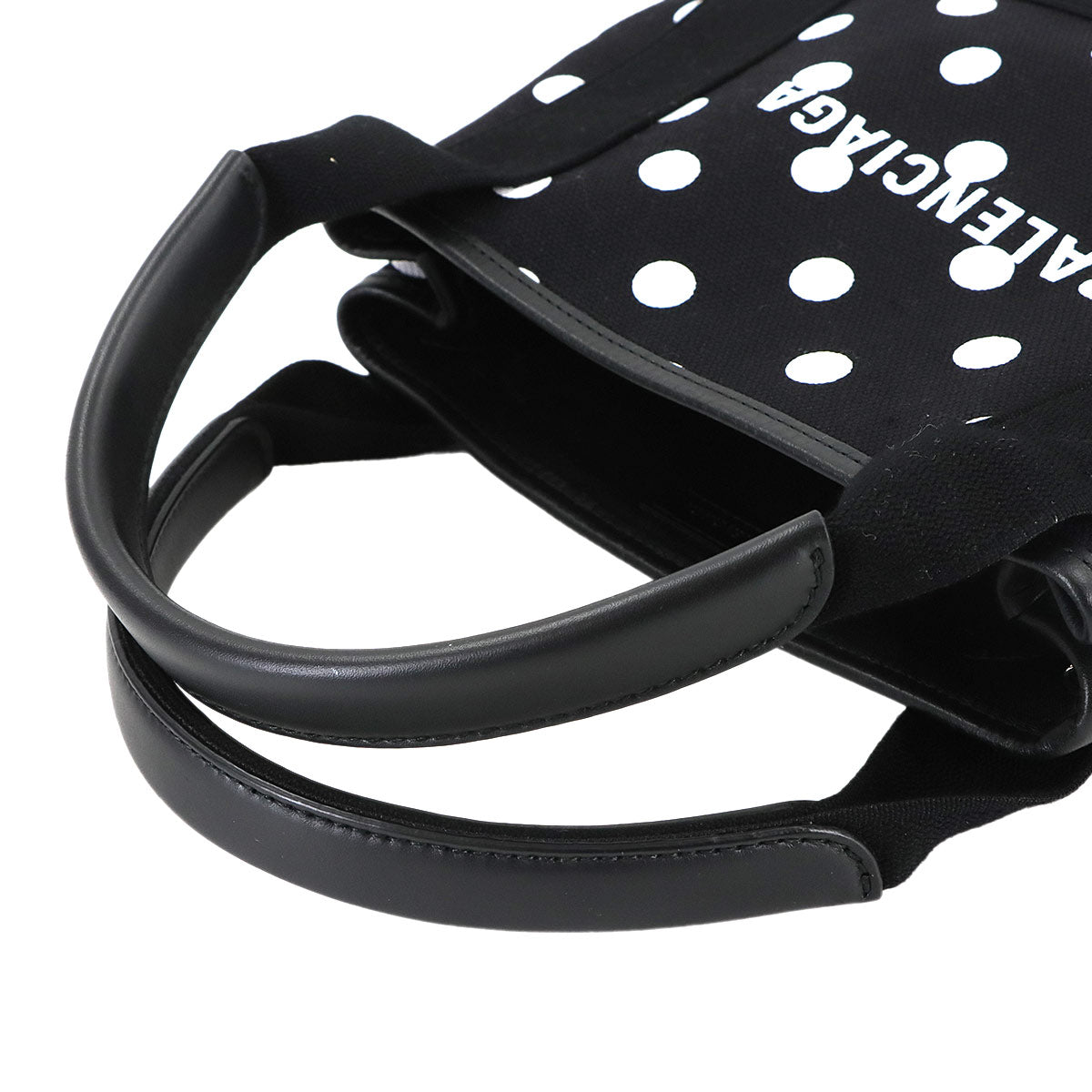 Navy XS Cabas Tote Shoulder Bag Canvas Leather Black