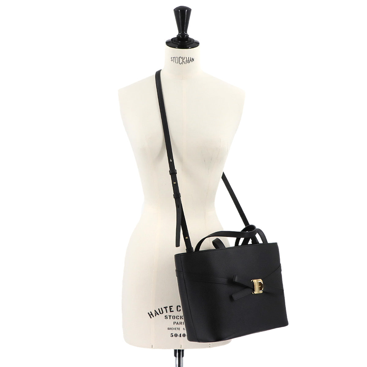 New Vara Plate Tote Bag Leather Black 218348 Purse