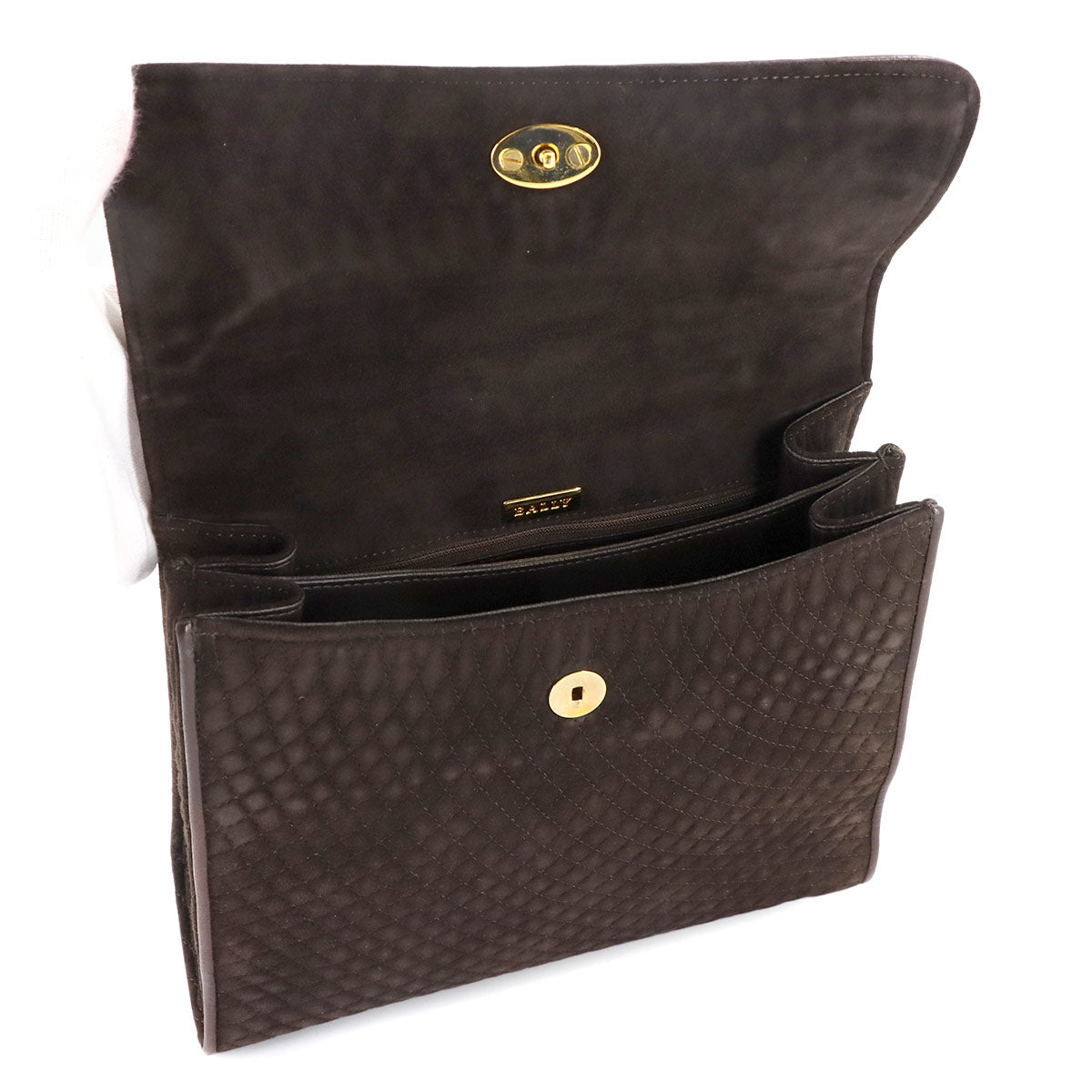 Quilting 2way Hand Shoulder Bag Suede Leather Brown