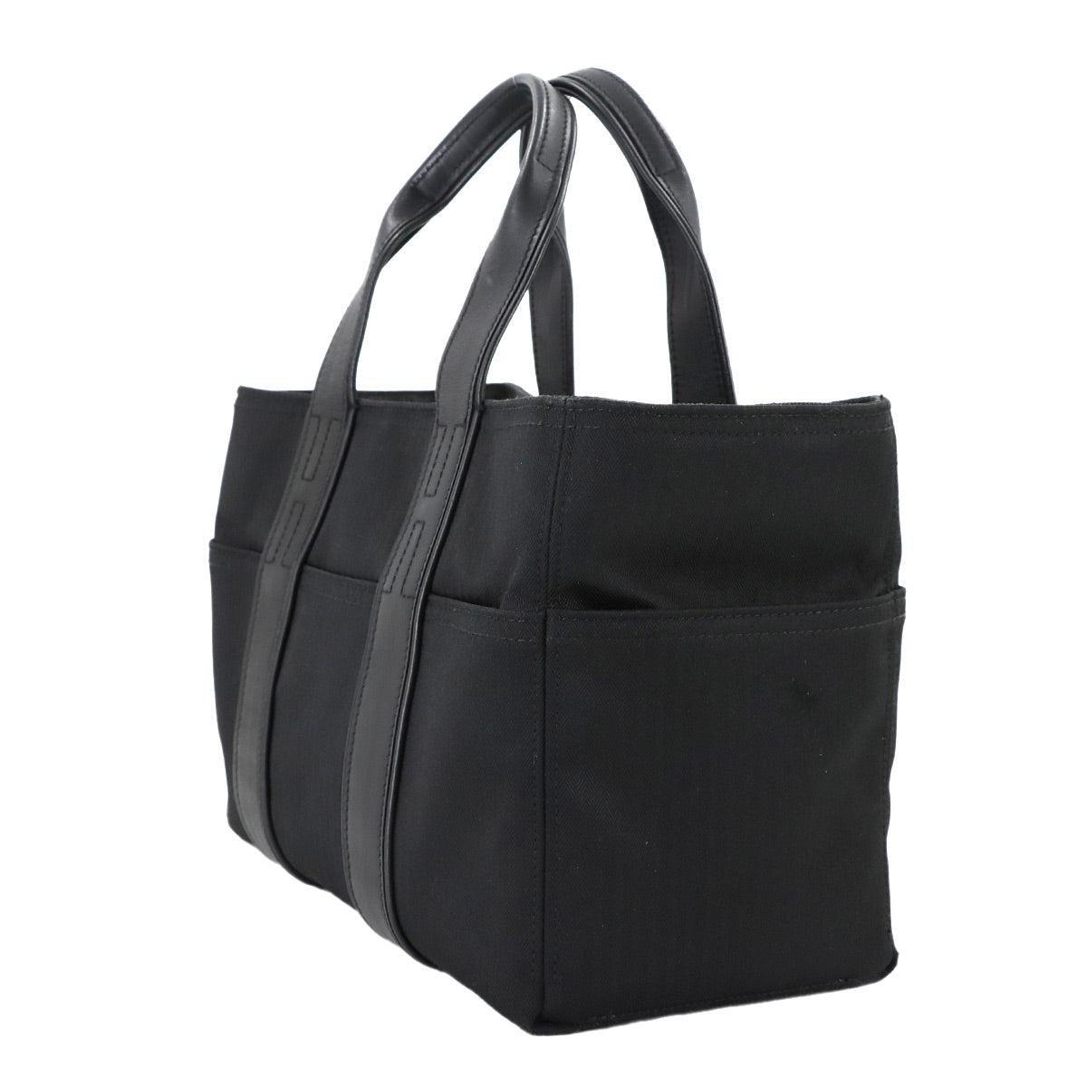 Acapulco PM Hand Bag Toile Chevrons Leather Black Purse