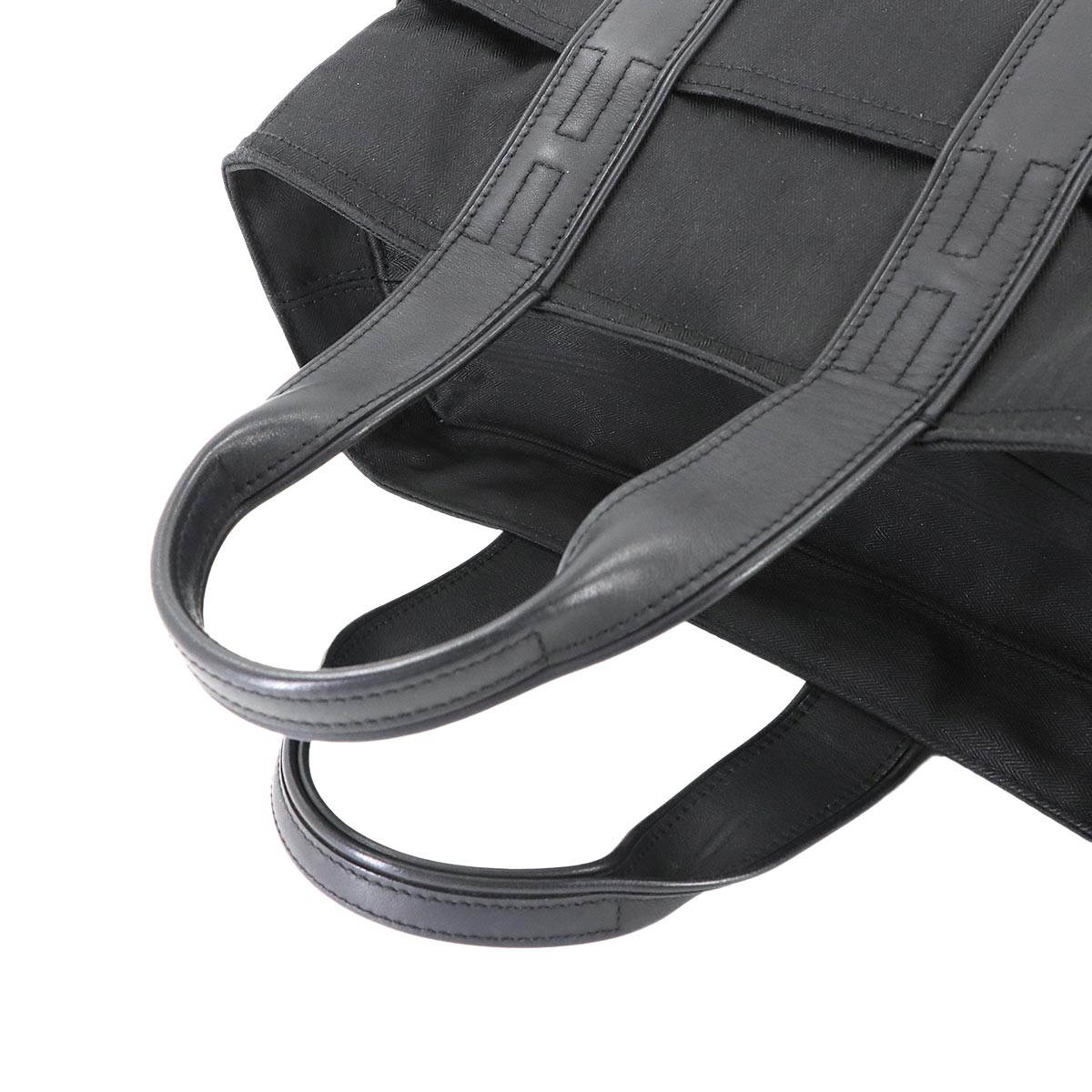 Acapulco PM Hand Bag Toile Chevrons Leather Black Purse