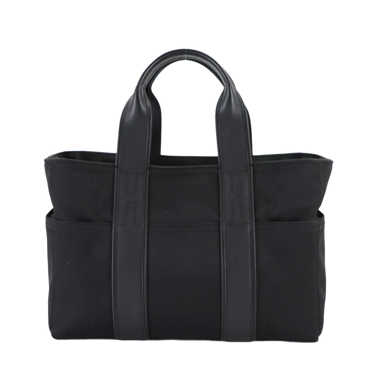 Acapulco PM Hand Bag Toile Chevrons Leather Black Purse