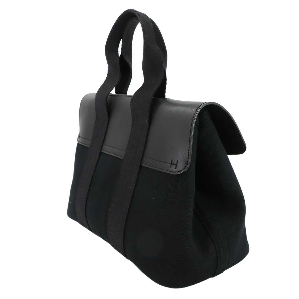 Valparaiso PM Hand Bag Toile Chevron Leather Black Purse