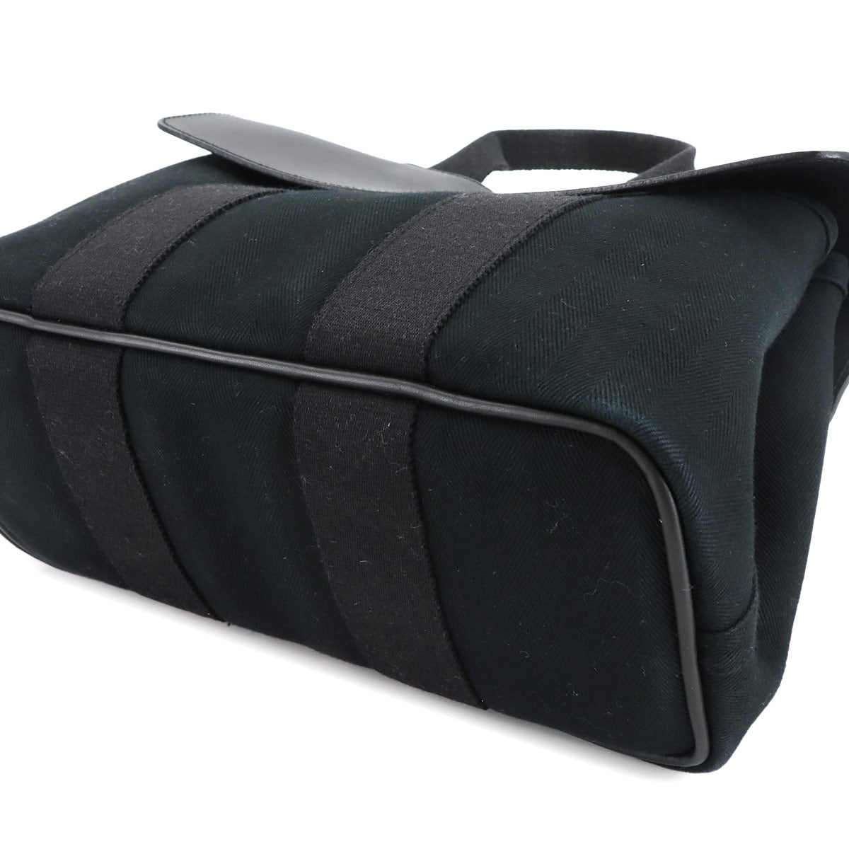 Valparaiso PM Hand Bag Toile Chevron Leather Black Purse