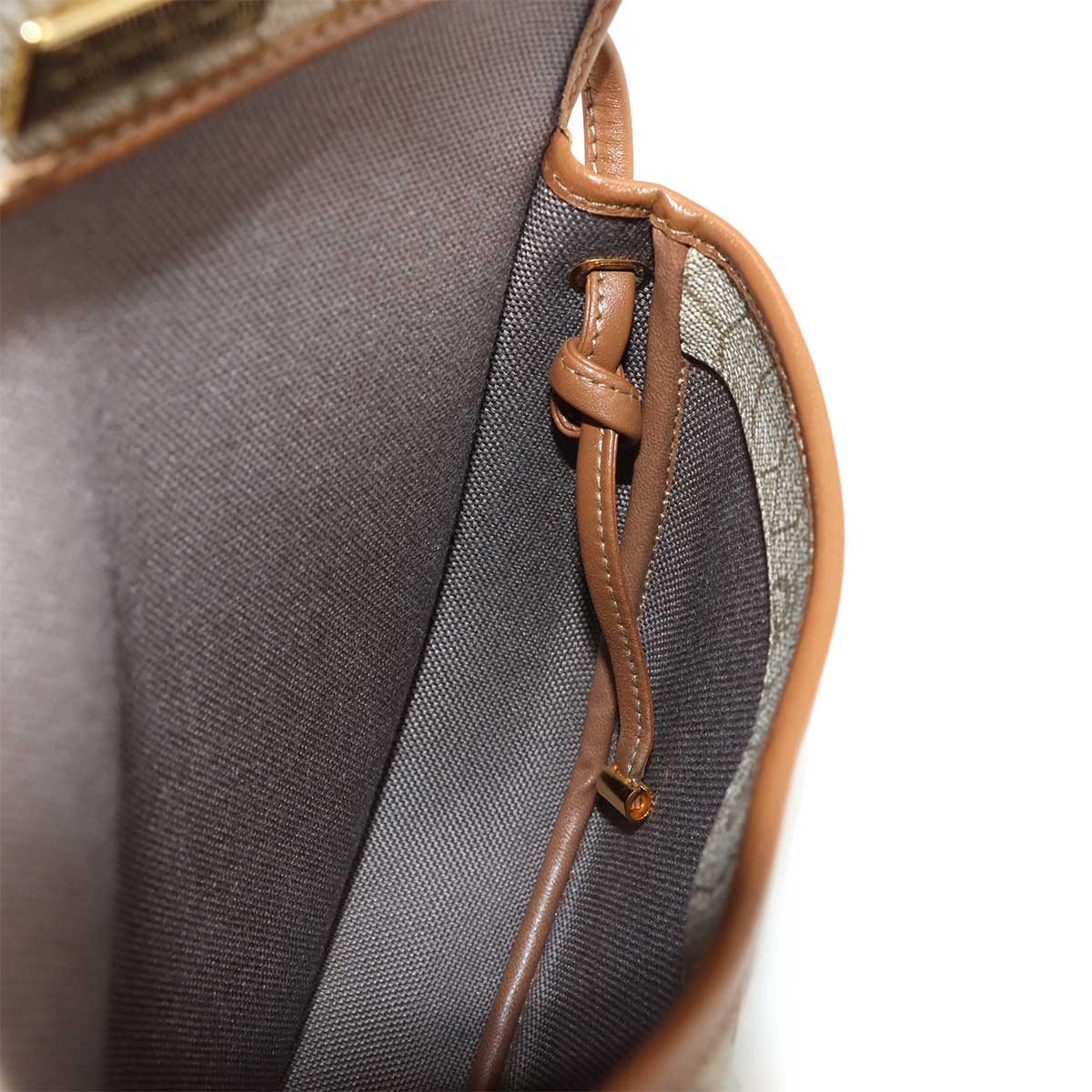 Honeycomb Shoulder Bag PVC Leather Beige Brown Purse