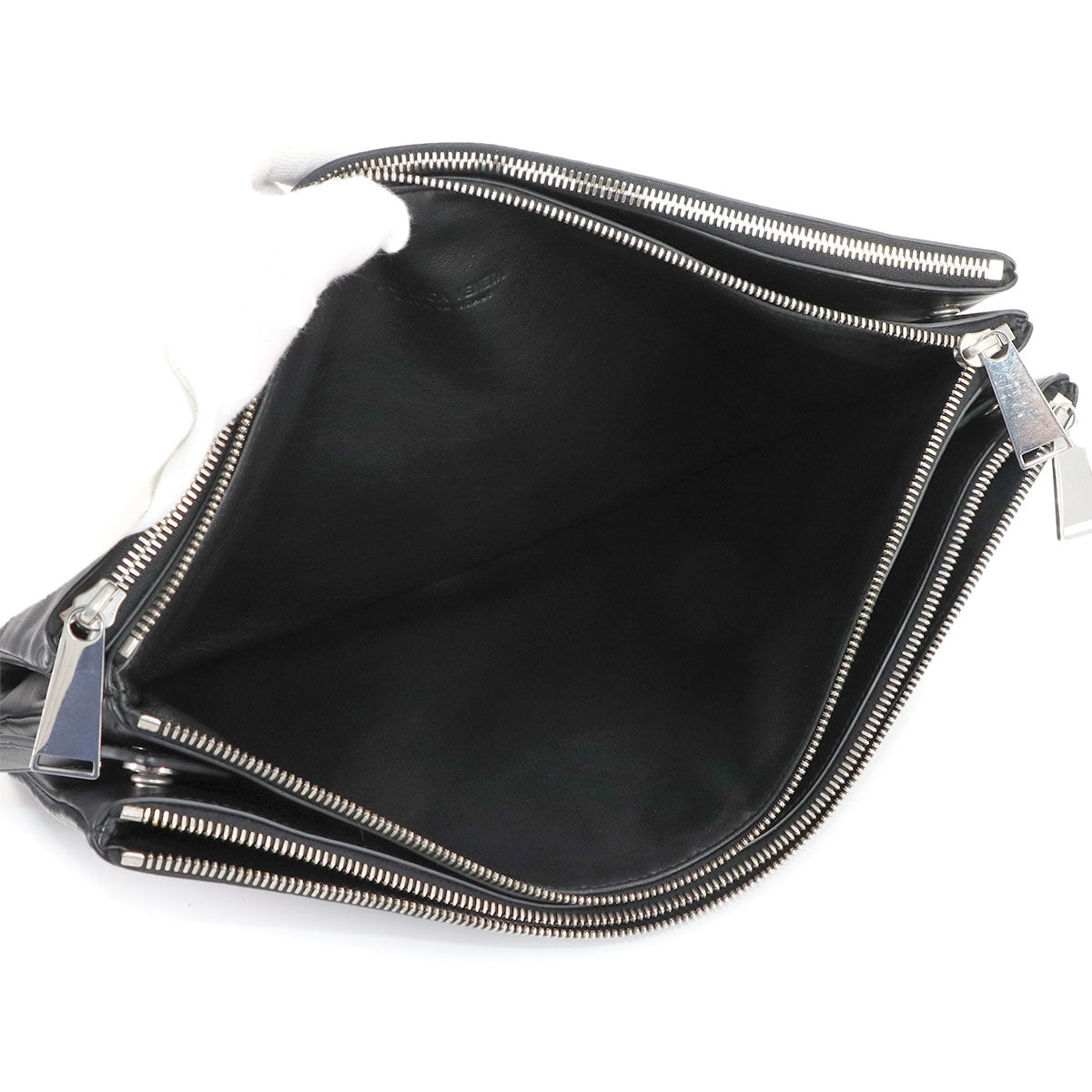 Trio Messenger Shoulder Bag Leather Black Purse