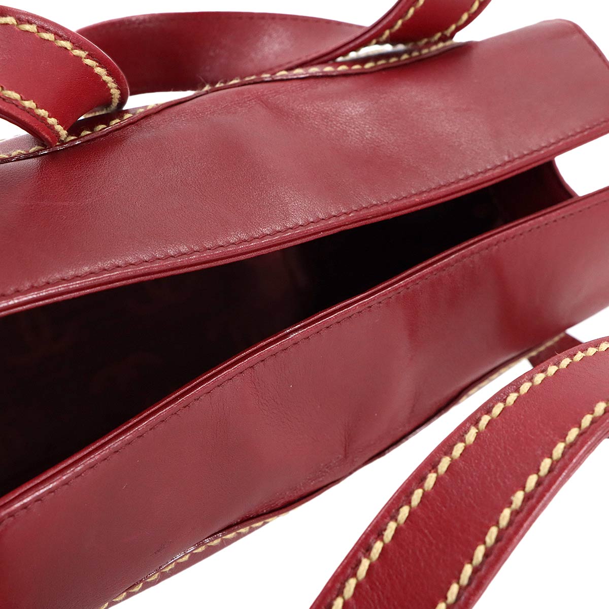 CC logo Hand Bag Leather Red Vintage Purse