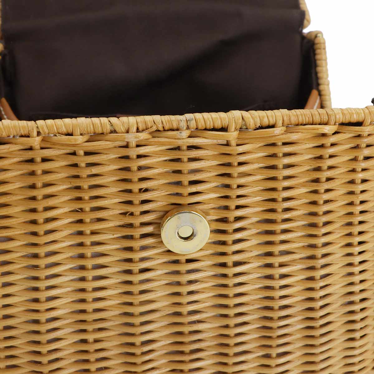 Ganchini Hand Bag Rattan Canework Beige Brown