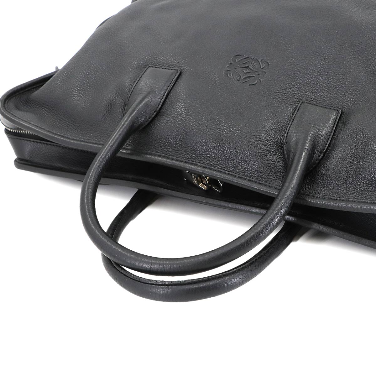 Briefcase Business Shoulder Bag Leather Black Anagram