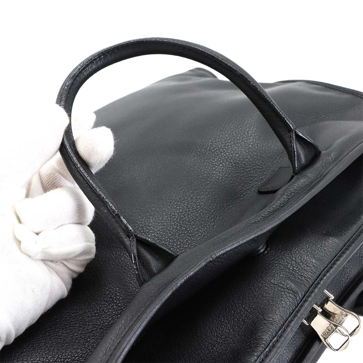 Briefcase Business Shoulder Bag Leather Black Anagram