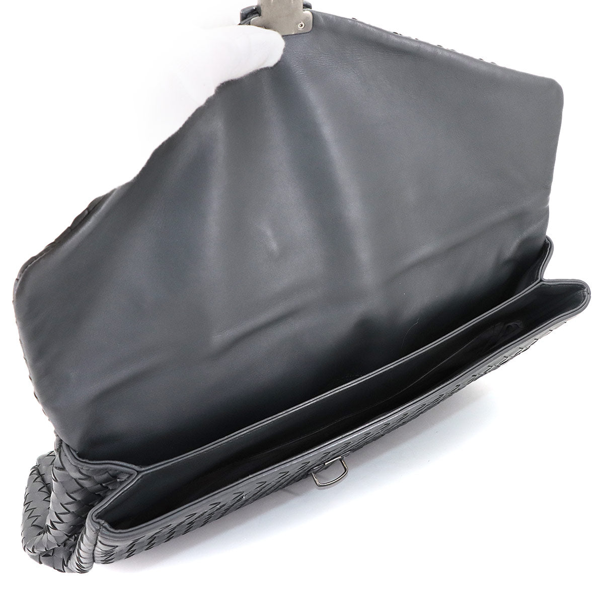 Intrecciato Buisiness Bag Leather Gray 13378