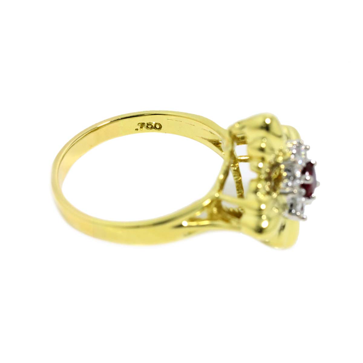 Ruby Diamond Ring 18K YG 750 size8-8.25(US)