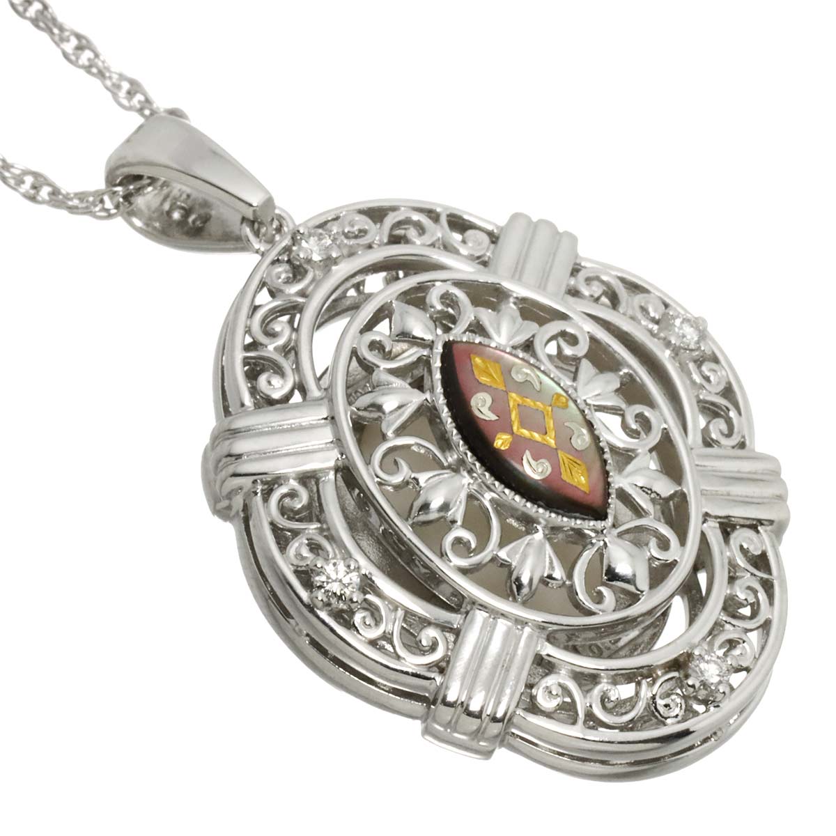 Pique Diamond 0.28ct MOP Necklace 18K WG 750