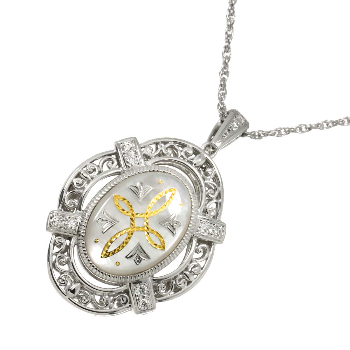 Pique Diamond 0.28ct MOP Necklace 18K WG 750