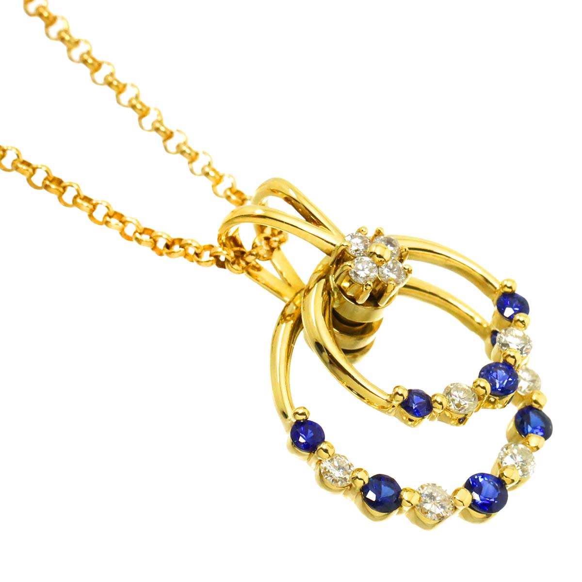 Sapphire 0.68ct Diamond 0.52ct Necklace 18K YG 750