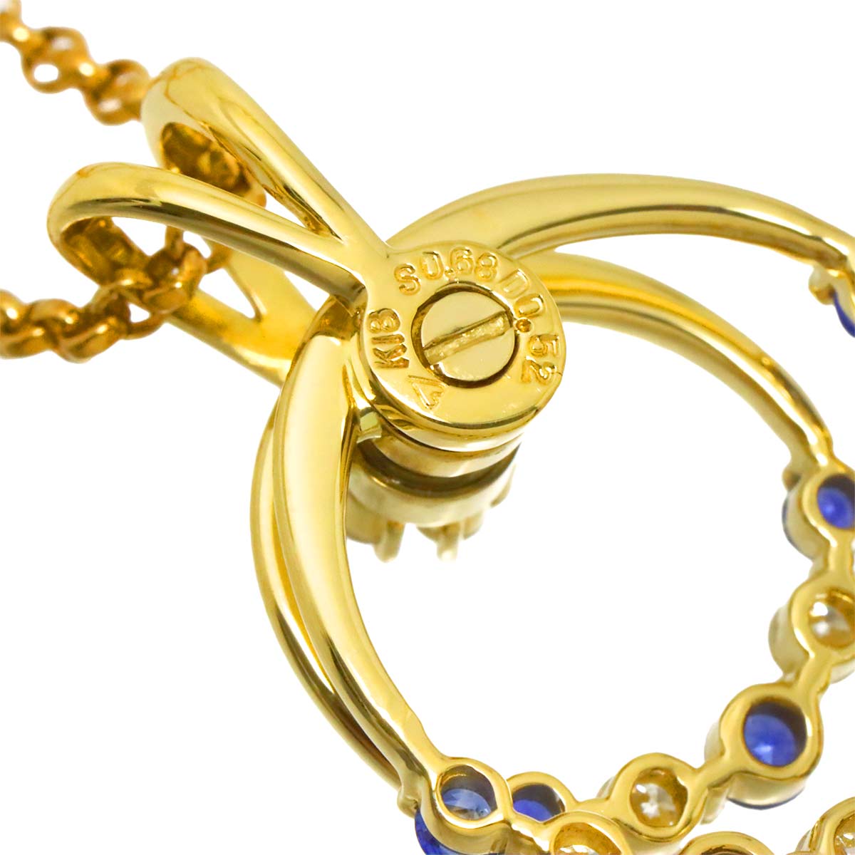 Sapphire 0.68ct Diamond 0.52ct Necklace 18K YG 750