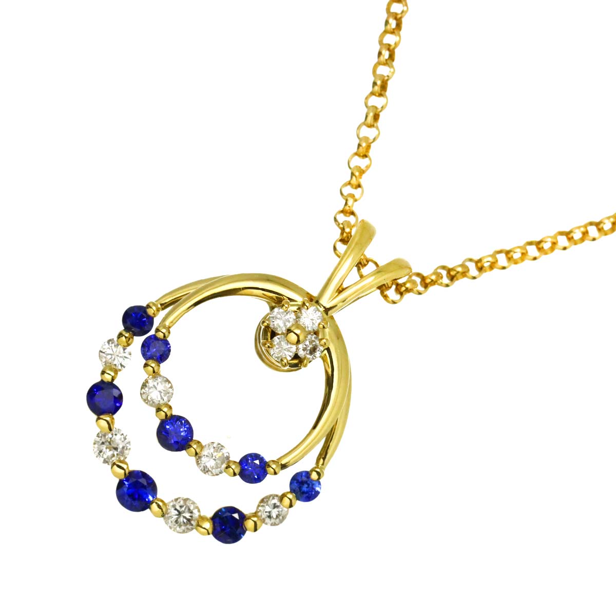 Sapphire 0.68ct Diamond 0.52ct Necklace 18K YG 750
