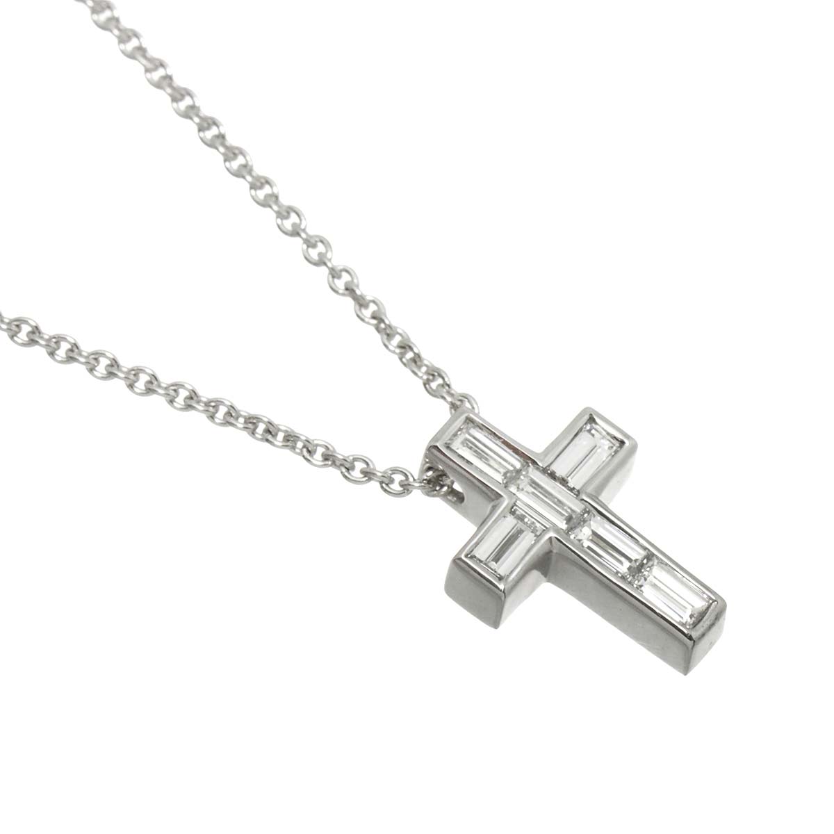 Diamond 0.38ct Cross Necklace 18K White Gold 750