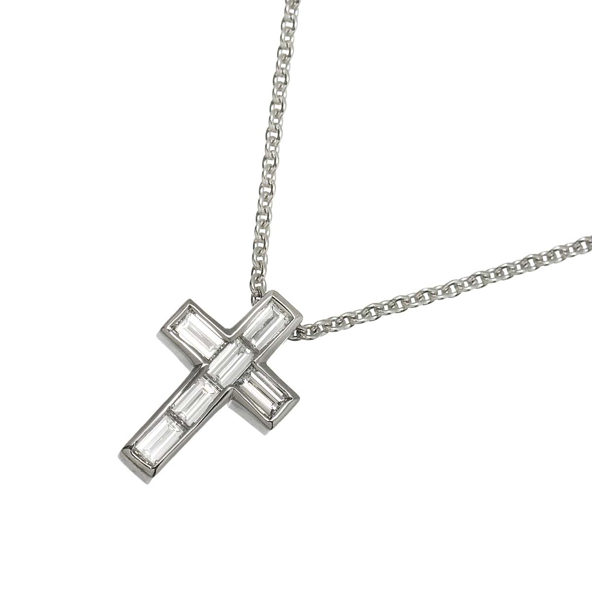 Diamond 0.38ct Cross Necklace 18K White Gold 750