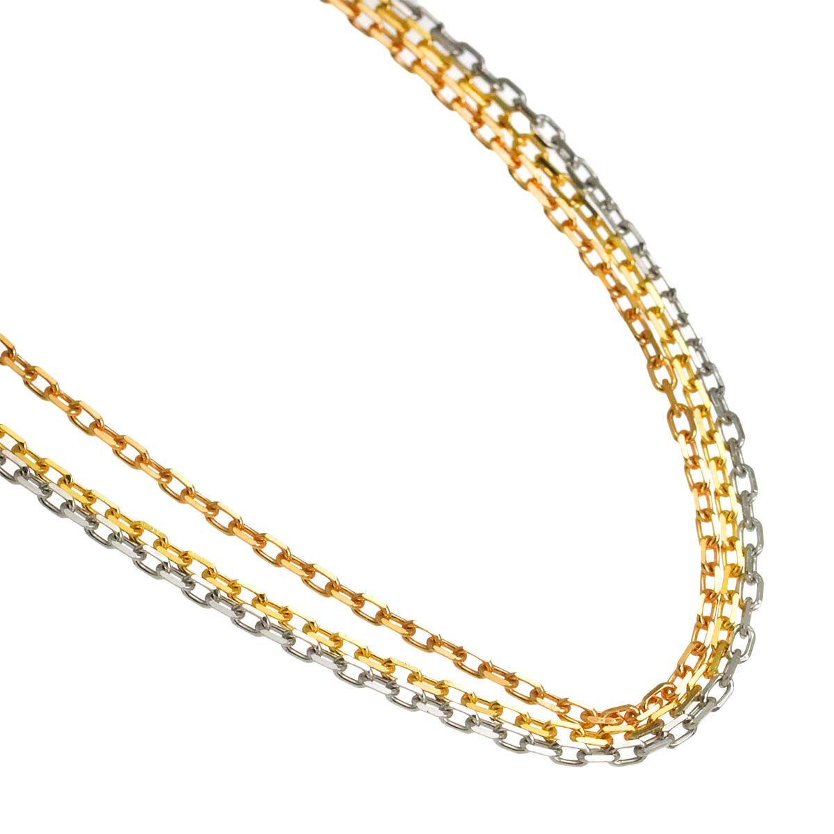 Trinity Chain Necklace 18K YG WG PG 750