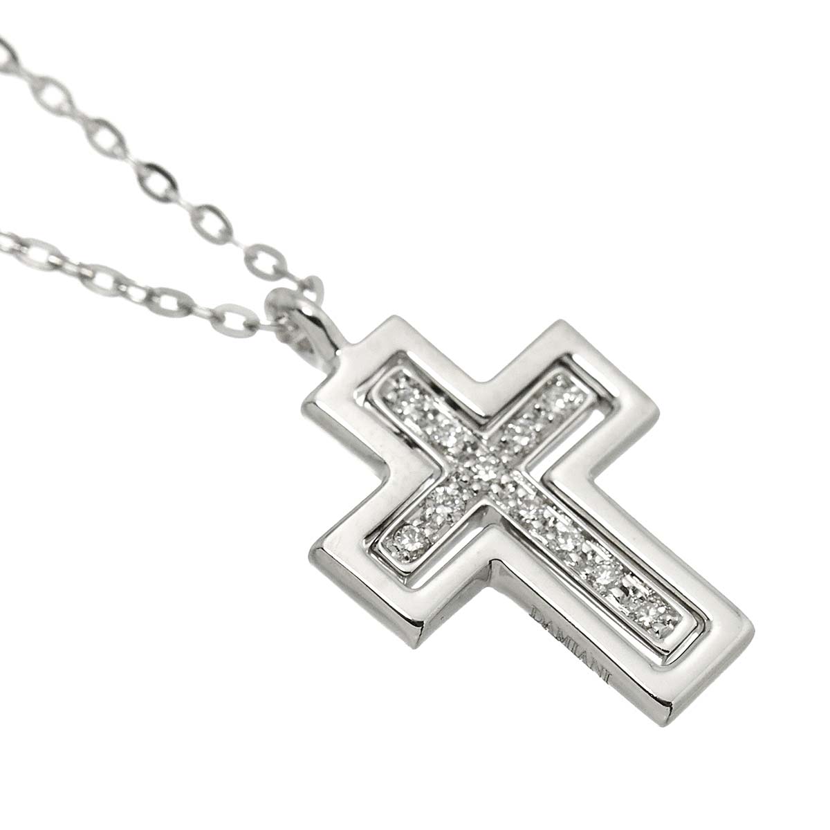 Belle Epoque Mini Diamond Cross Necklace 18K WG 750
