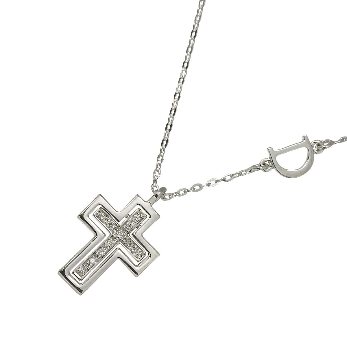 Belle Epoque Mini Diamond Cross Necklace 18K WG 750