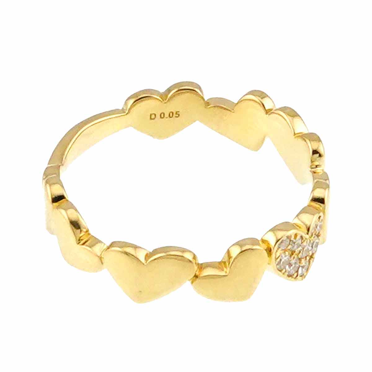 Diamond 0.05ct Heart Ring 18K Yellow Gold 750 Size4.75-5(US)