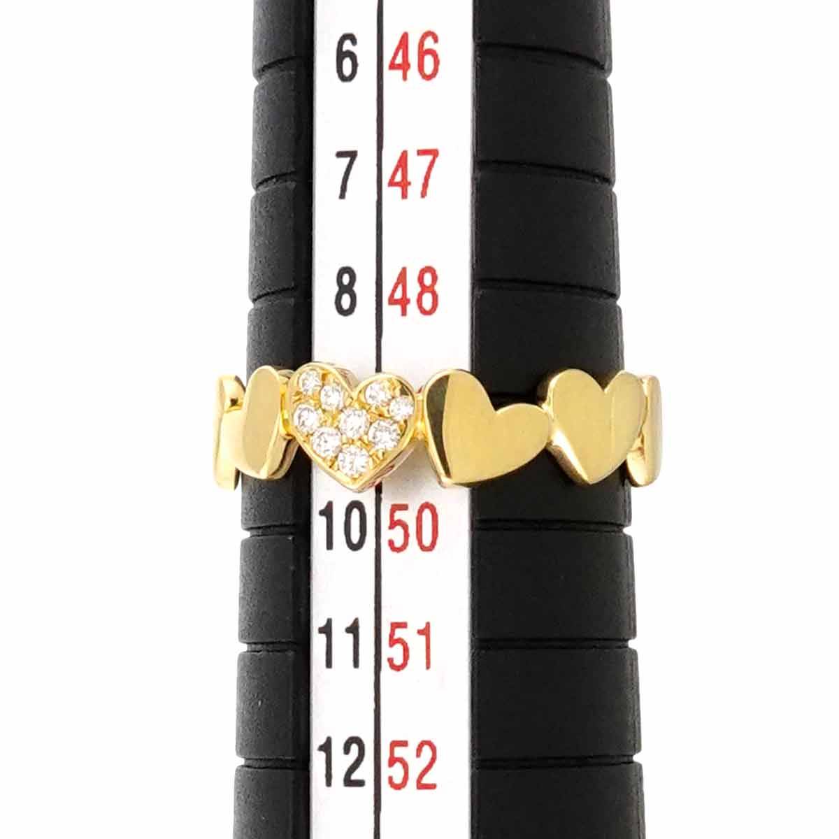 Diamond 0.05ct Heart Ring 18K Yellow Gold 750 Size4.75-5(US)