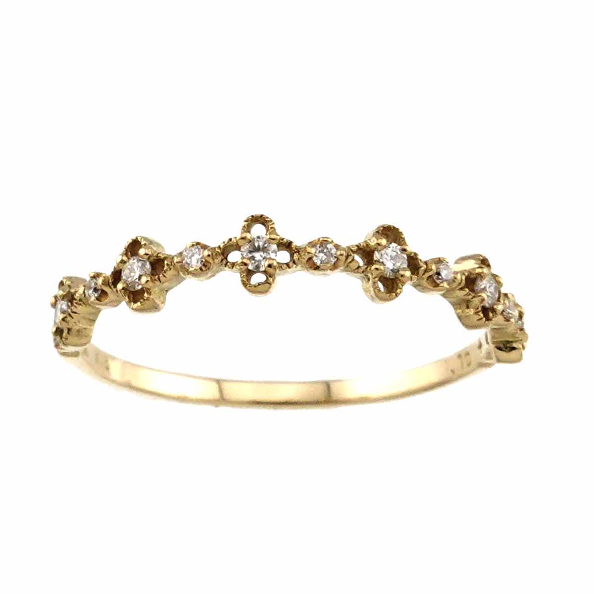 Diamond 0.10ct Ring 18K Yellow Gold 750 Size6.25-6.5(US)