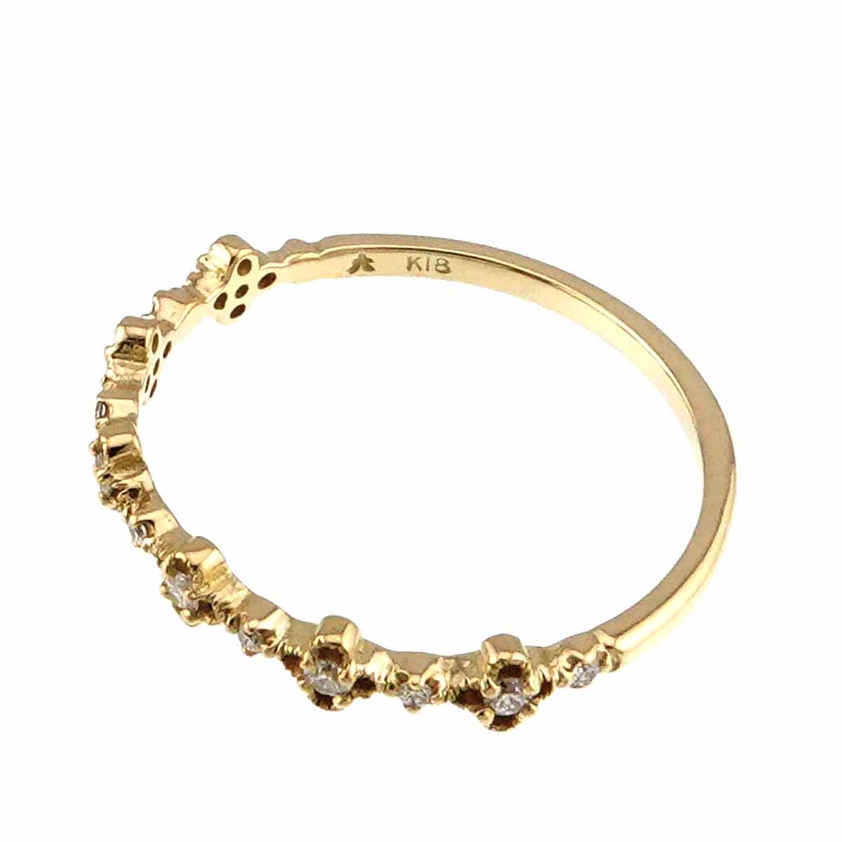 Diamond 0.10ct Ring 18K Yellow Gold 750 Size6.25-6.5(US)