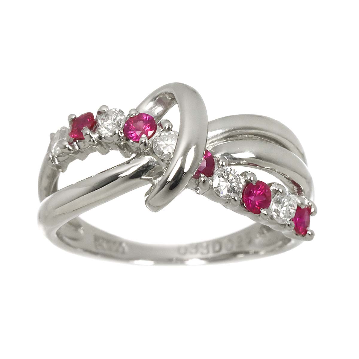 Ruby 0.33ct Diamond 0.25ct Ring Pt Platinum size6-6.25(US)