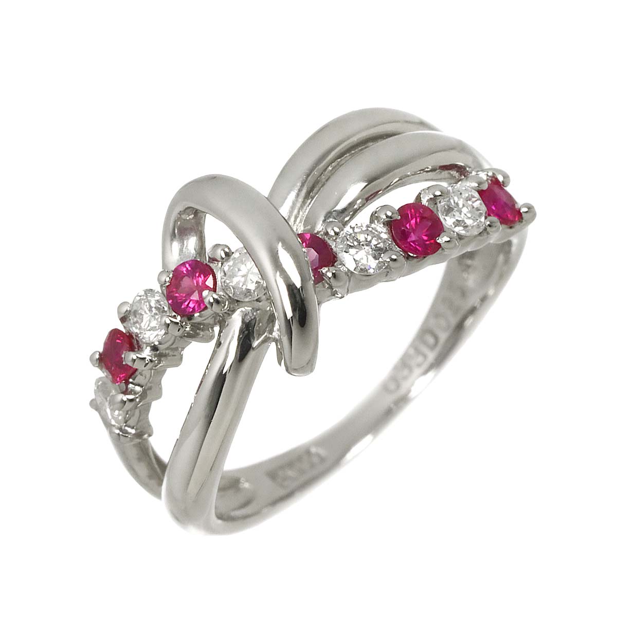 Ruby 0.33ct Diamond 0.25ct Ring Pt Platinum size6-6.25(US)